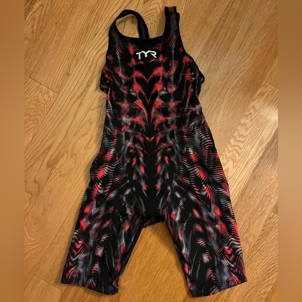 TYR red open back venzo tech suit